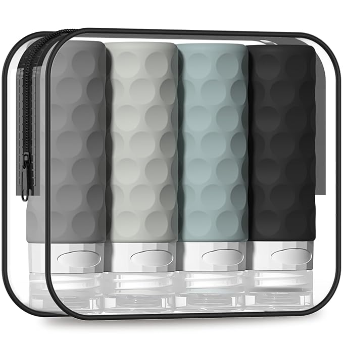 Travel Bottles for Toiletries, BPA Free Leak Proof Premium Silicone Bottles by Silevoler