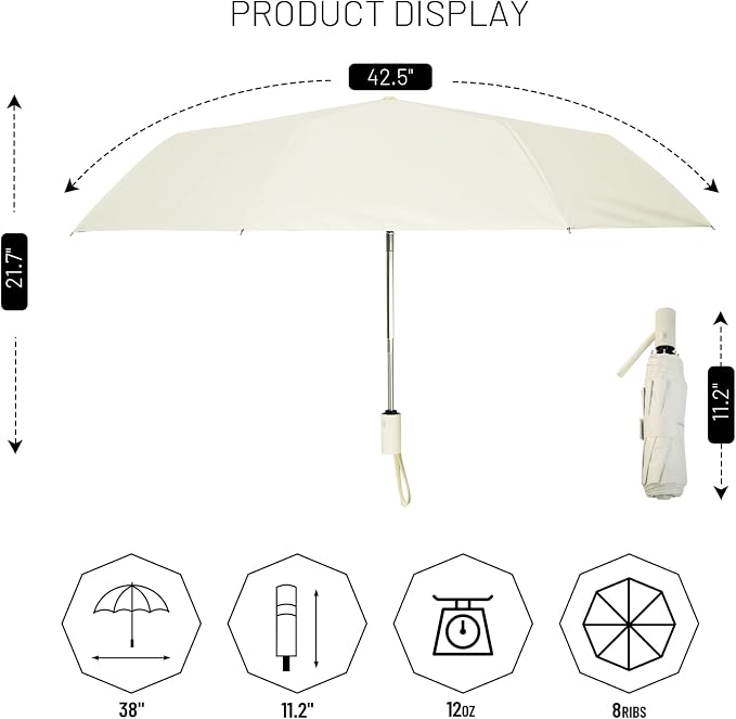 SY COMPACT Umbrella Automatic Travel Waterproof Light Folding Umbrellas Easy - Image 5