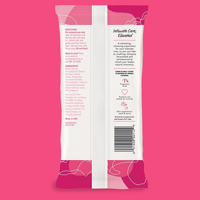 Summer's Eve Sheer Floral Daily Refreshing Feminine Wipes, Removes Odor - Image 7