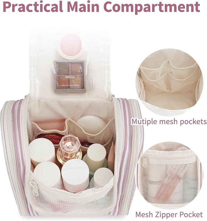 Narwey Small Striped Hanging Travel Toiletry Bag - Image 4