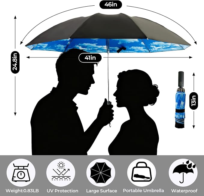 LLanxiry Compact Travel Umbrella, Mini Windproof Umbrellas - Image 4