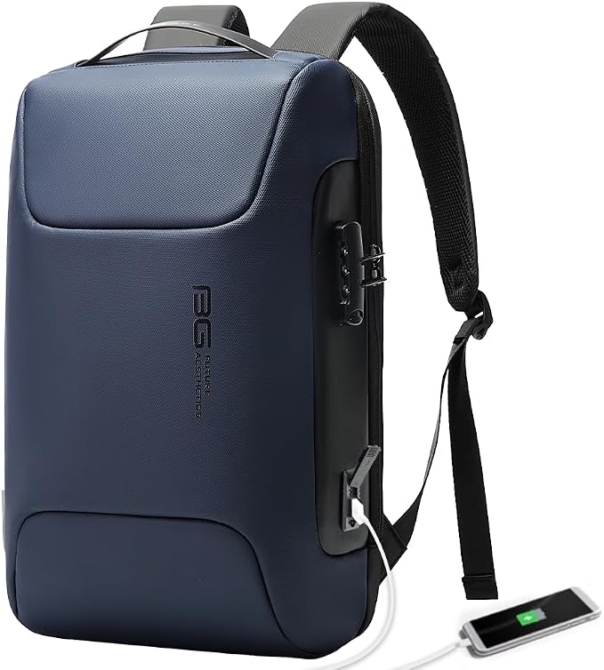 BANGE Anti Theft Backpack with Lock, Business Backpack with USB Charging Port by BANGE