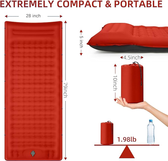 Camping Sleeping Pad, Extra Thick 5 Inch Camping Mat - Image 2