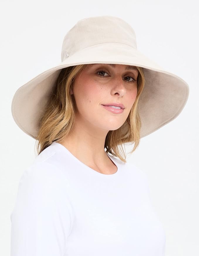 Solbari Women’s Ultra-Wide Cotton Linen Sun Hat UPF 50+, Adjustable - Image 7