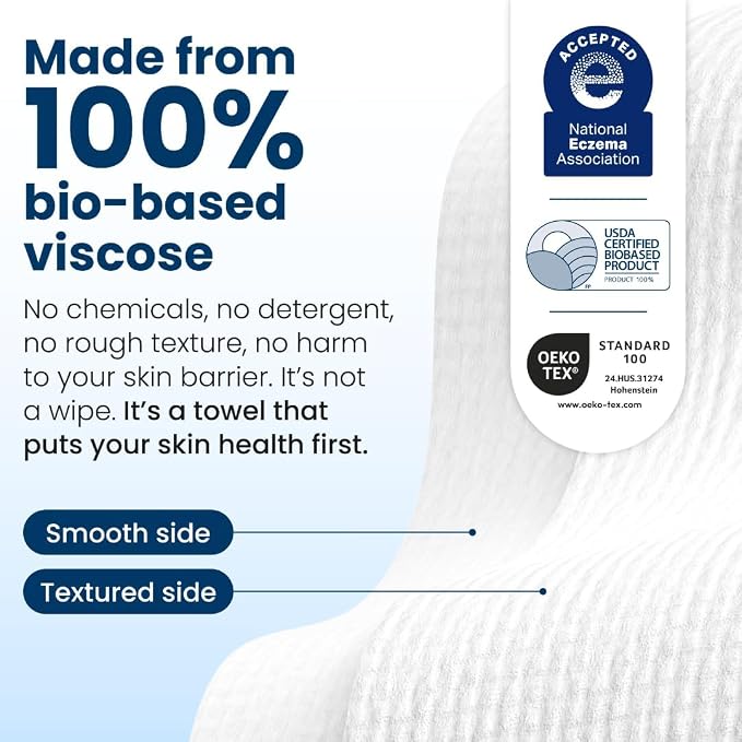 Clean Skin Club Clean Towels XL®, 100% USDA Biobased Face Towel, Disposable - Image 7