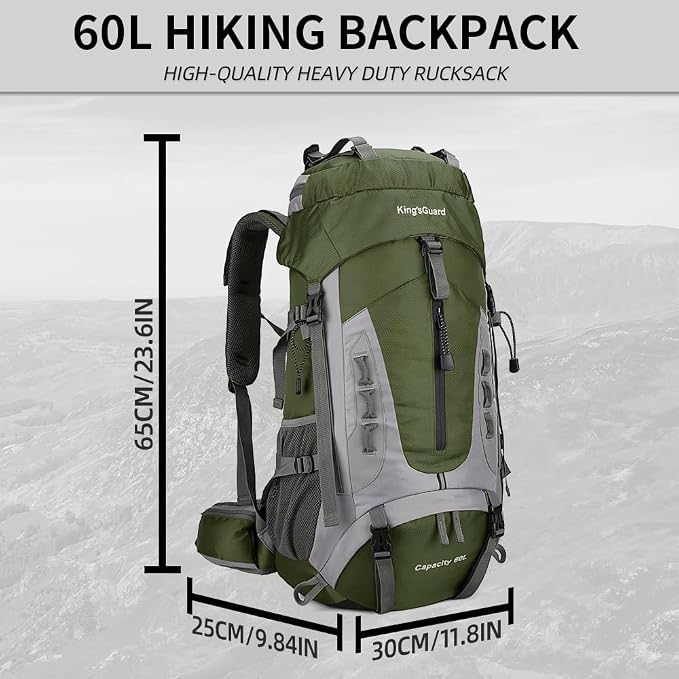 King'sGuard 60L Hiking Backpack Large Waterproof Camping Backpack - Image 5