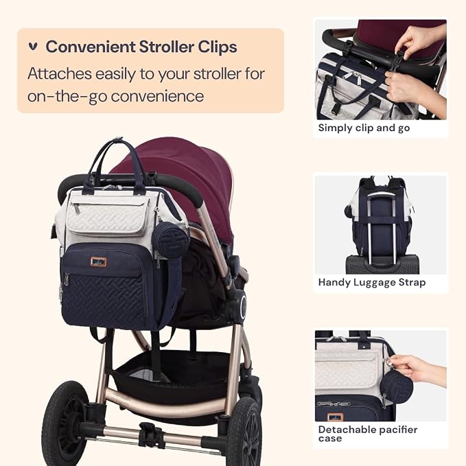BabbleRoo Diaper Bag Backpack, Unisex Stylish Travel Back Pack Nappy - Image 6