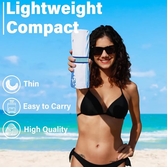 Lightweight Thin Microfiber Beach Towel Sand Free Quick Dry Absorbent Compact - Image 2