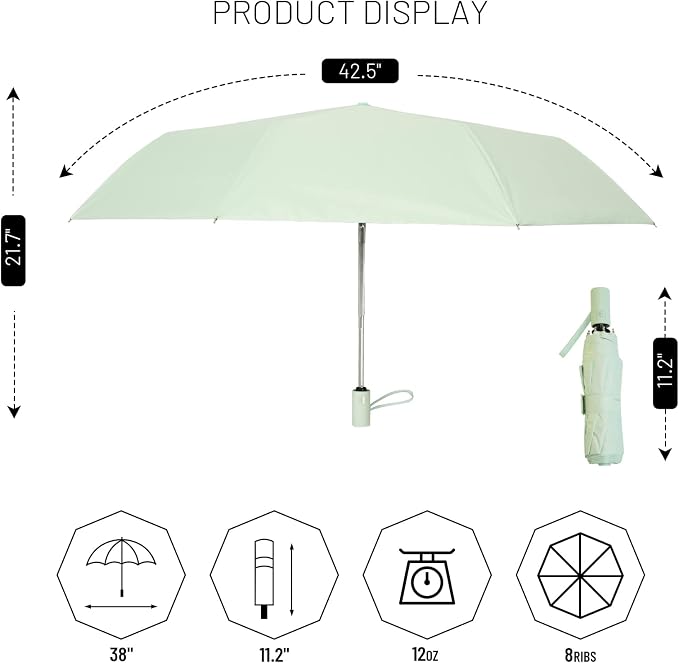 SY COMPACT Umbrella Automatic Travel Waterproof Light Folding Umbrellas Easy - Image 6