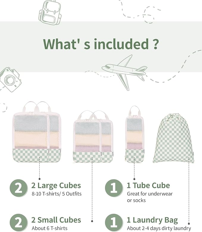 Narwey 6 Set Compression Packing Cubes - Image 3