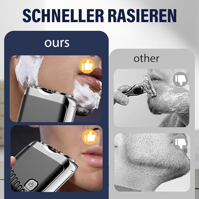 Mini Electric Shaver, Dual Head Waterproof Rechargeable Razor Mini Wet Dry - Image 2