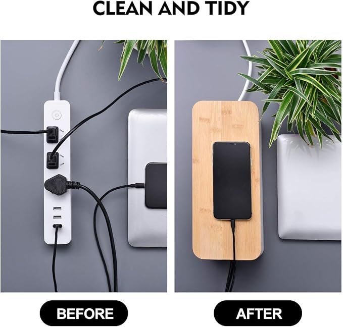 2 Pack Large Cable Management Box – Wooden Style Cord Organizer and Cover - Image 6