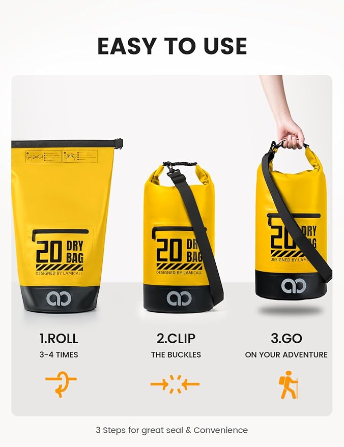Lamicall Dry Bag Waterproof Backpack - 5L/10L/20L/30L/40L Roll Top Waterproof - Image 6