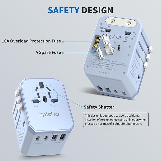 EPICKA Universal Travel Adapter, International Power Adapter - Image 5