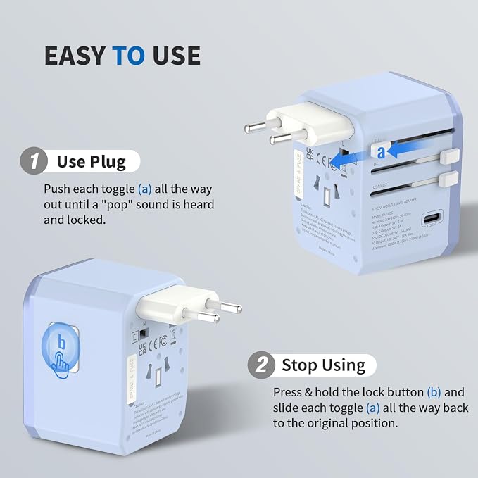 EPICKA Universal Travel Adapter, International Power Adapter - Image 6