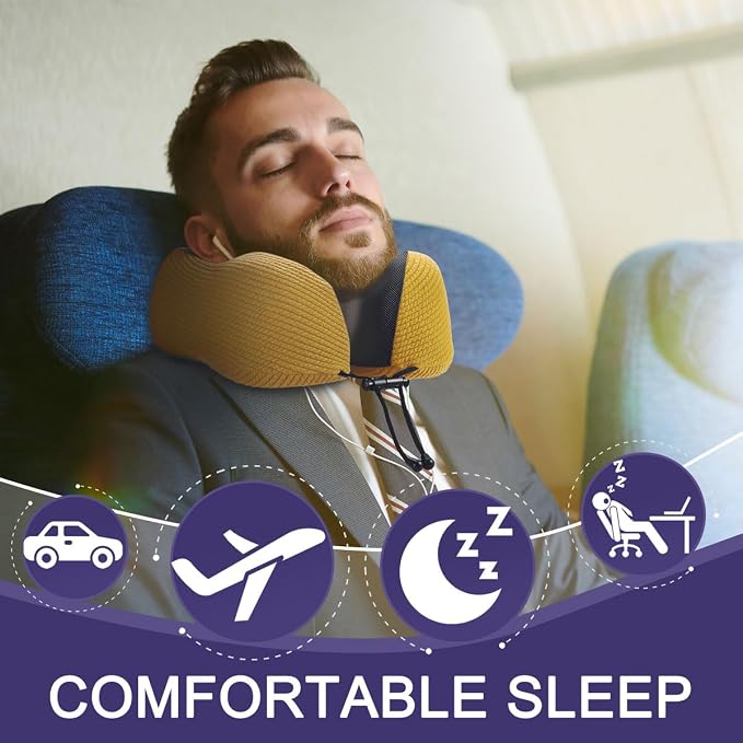 napfun Neck Pillow for Traveling, Upgraded Travel Neck Pillow for Airplane 100% - Image 2