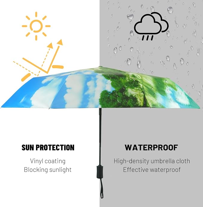SY COMPACT Travel Umbrella Windproof Automatic Umbrellas Small Compact UV Sun - Image 7