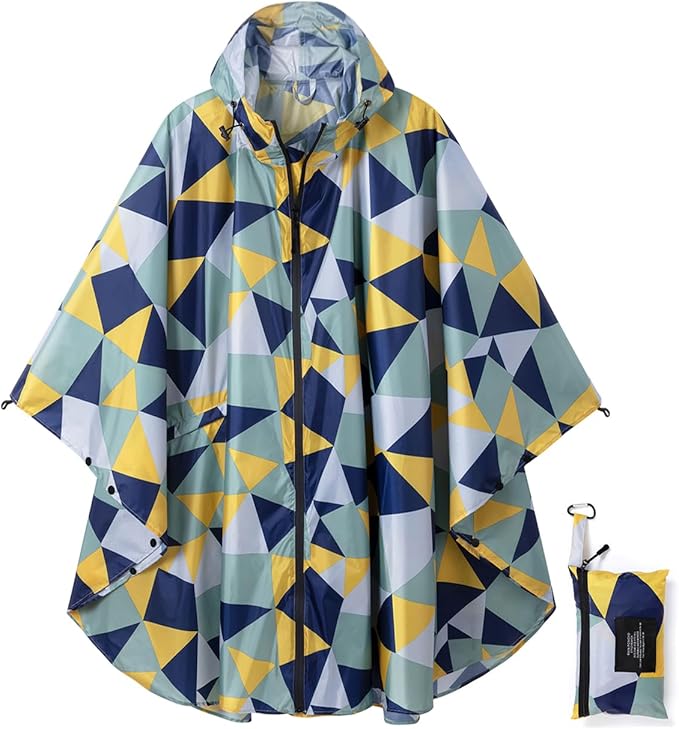 Rain Poncho Jacket Coat Hooded Zipper Style by salamra