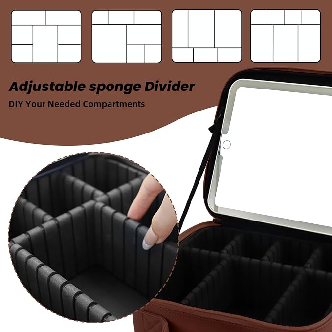 Travel Makeup Bag with LED Mirror and Light Travel Makeup Case Cosmetic - Image 4