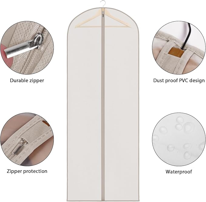 Zilink 65'' Dress Bags for Gowns Long Clear Garment Bags for Hanging Clothes - Image 4