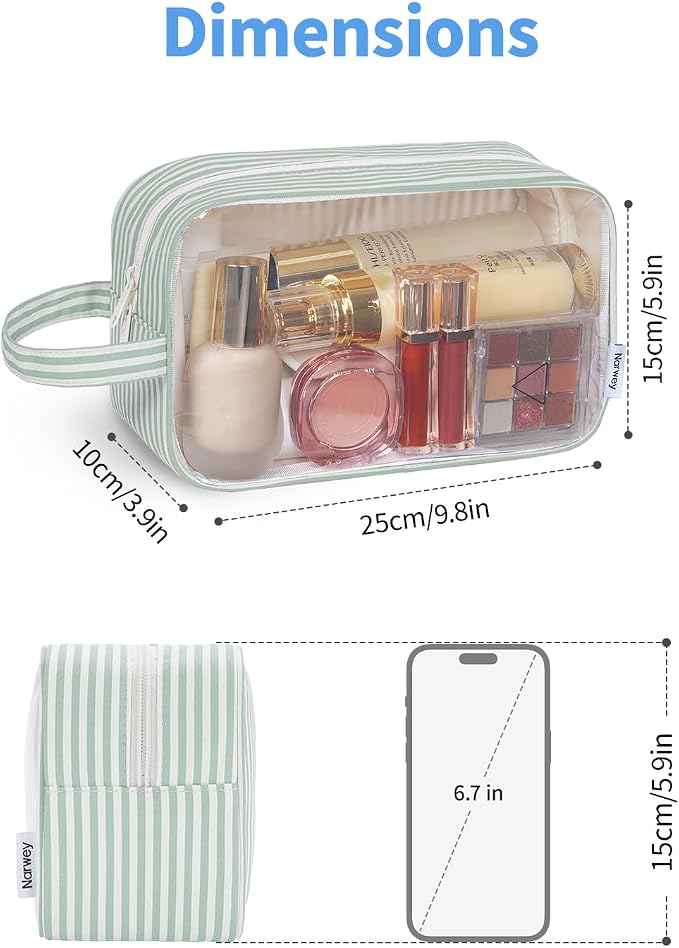 Narwey Clear Toiletry Bags for Traveling Women Men, Make Up Organizer, Skincare - Image 4
