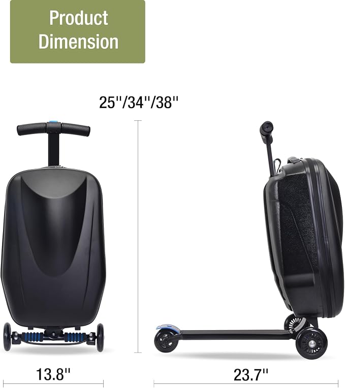 20" Scooter Suitcase for Kids, 2-in-1 Ride On Luggage - Image 7