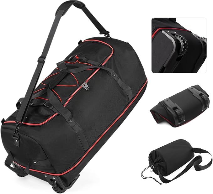 Vomgomfom 32" Soft-Sided Foldable Wheeled Travel Duffel Bag, Expandable 110L to by Vomgomfom