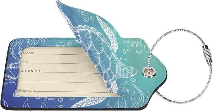 2 Pack Sea Turtle Luggage Tag for Suitcases, Cute Turtle Theme Party - Image 3