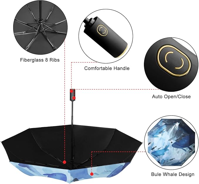 Cuby UV Sun Umbrella Compact Folding Travel Umbrella Auto Open and Close - Image 6