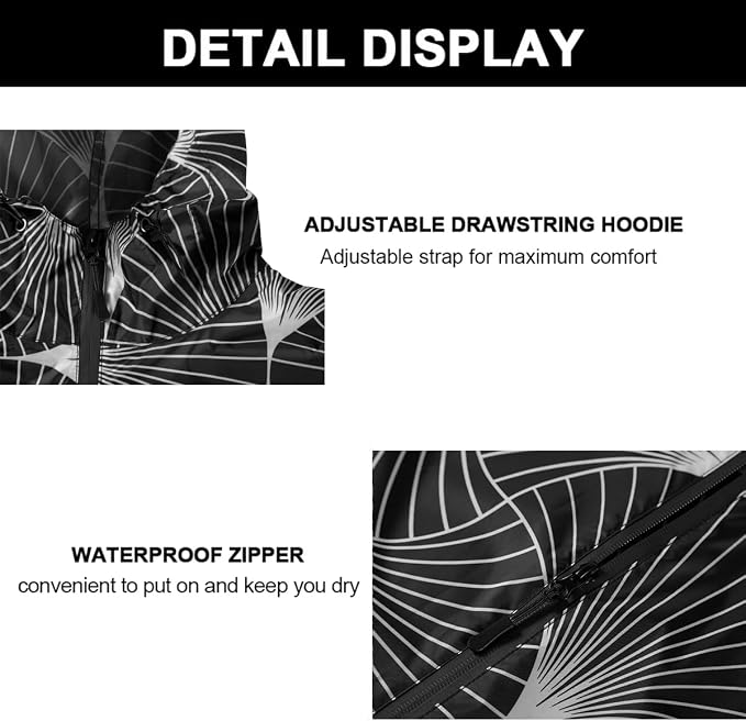 Rain Poncho Jacket Coat Hooded Zipper Style - Image 4
