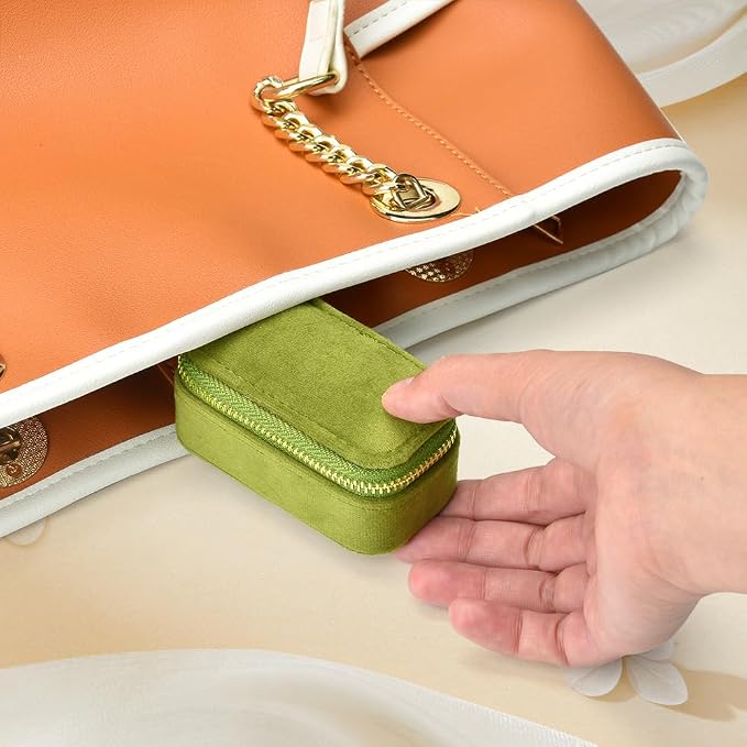 Small Travel Jewelry Case, Mini Tiny Plush Velvet Jewelry Box - Image 6