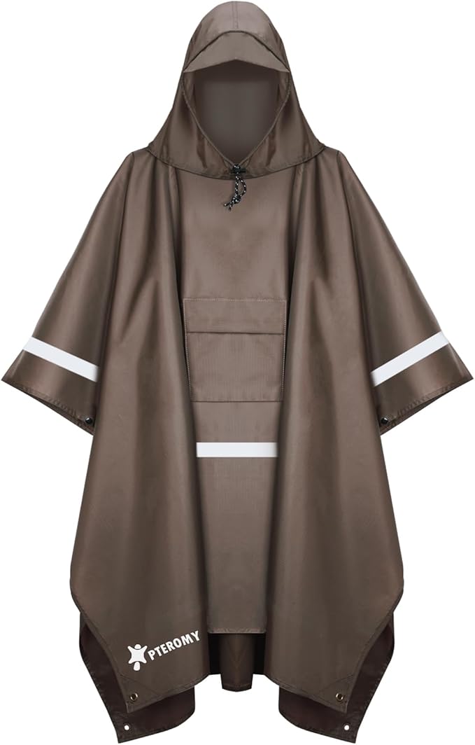 PTEROMY Hooded Rain Poncho for Adult by PTEROMY