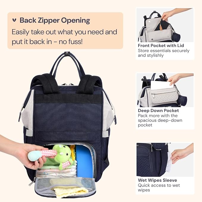 BabbleRoo Diaper Bag Backpack, Unisex Stylish Travel Back Pack Nappy - Image 5