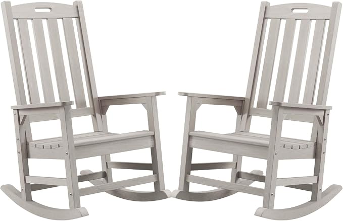 Psilvam Oversized Outdoor Rocking Chair Set of 2, Porch Rocker by PsilvamGardenFurniture