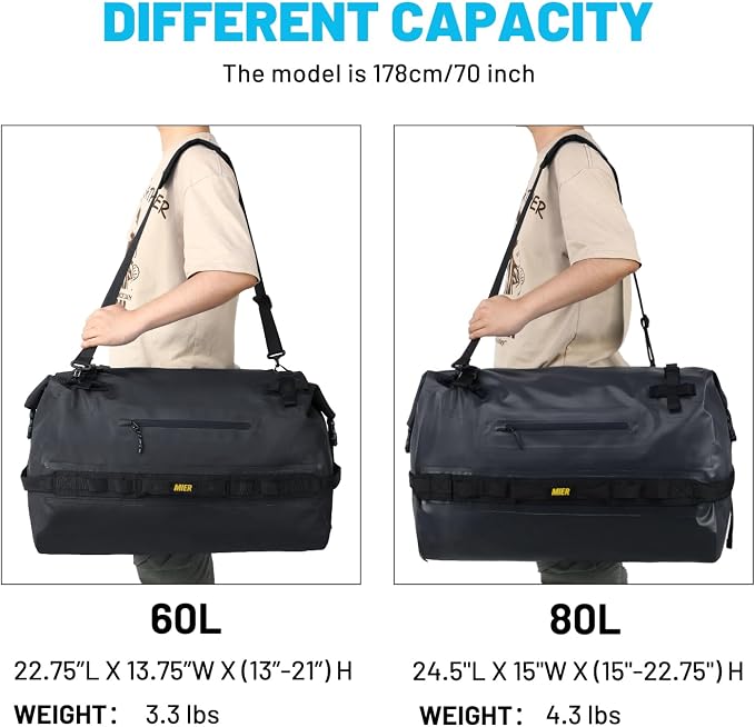MIER Large Waterproof Duffel Bag Rolltop Dry Backpack Duffle Bags - Image 7