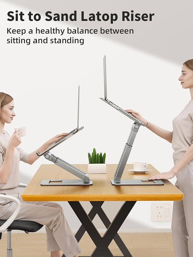 tounee Laptop Stand for Desk Adjustable Height, Telescopic Computer Stand - Image 2