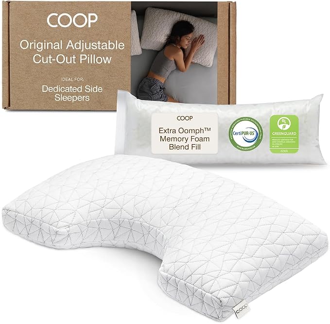 Coop Home Goods Original Cut-Out Adjustable Pillow, Queen Size Bed Pillows by CoopSleepGoods