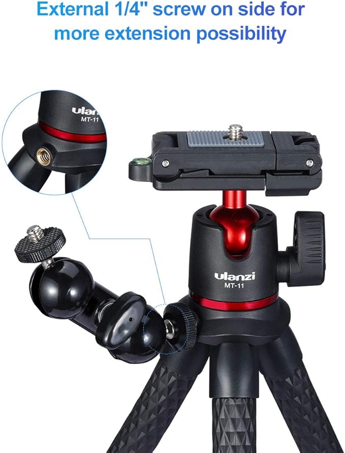 ULANZI Camera Tripod, Mini Flexible Stand w Hidden Phone Holder w Cold Shoe - Image 3