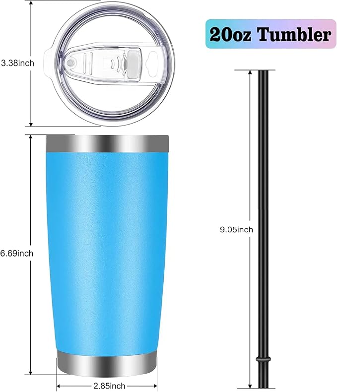 VEGOND 20oz Tumbler with Lid and Straw Stainless Steel Tumbler Cup Bulk Vacuum - Image 4