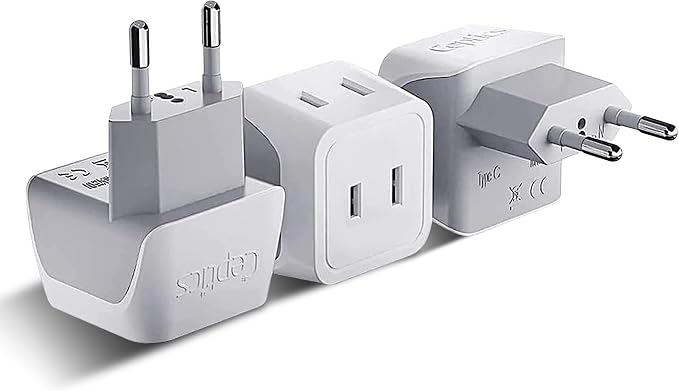 Ceptics European Travel Plug Adapter Europe Power Adaptor Charger Dual Input by Ceptics
