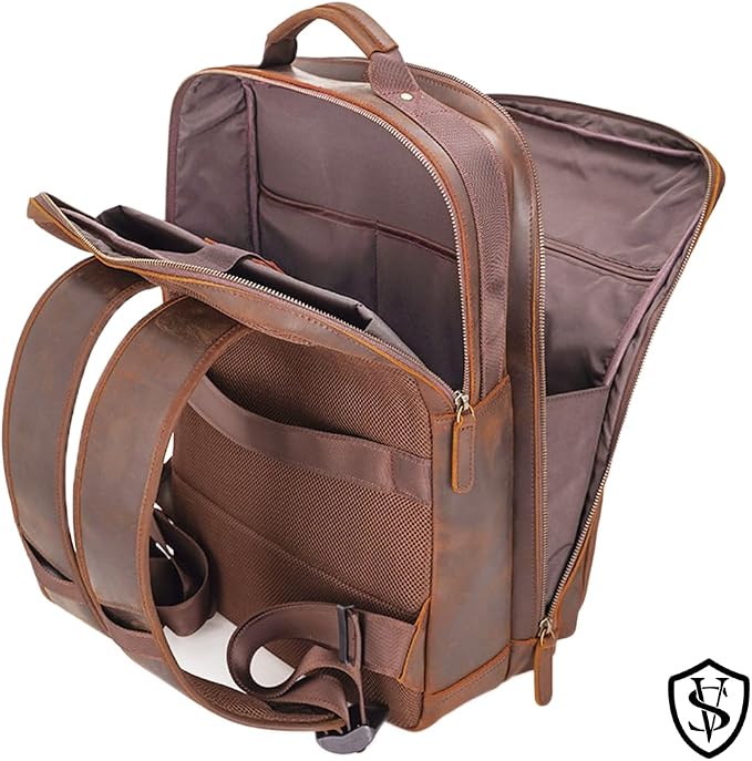 STAR VISTA Angelo 17.3" Vintage Full Grain Leather Laptop Backpack - Image 5