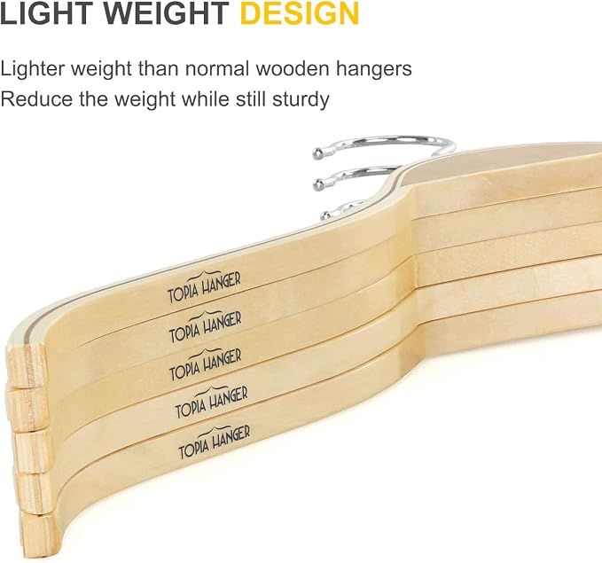 TOPIA HANGER Slim Natural Wood Hangers - Image 6