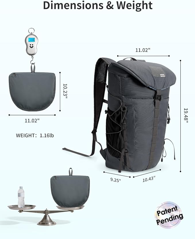 Blue Quartz Hiking Backpack 30L Lightweight Packable Backpack - Image 7