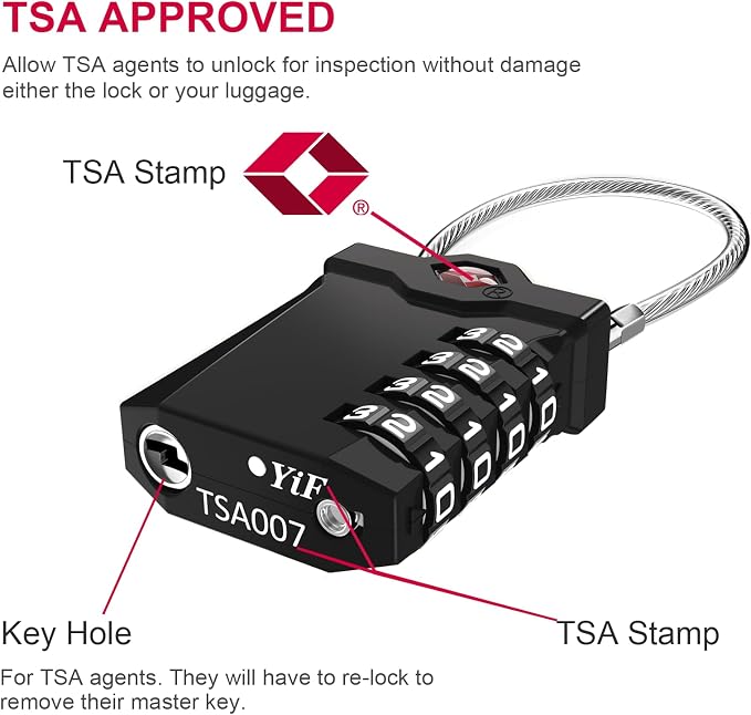 ZHEGE Travel Locks TSA Approved, 4 Digit Cable Luggage Locks - Image 2