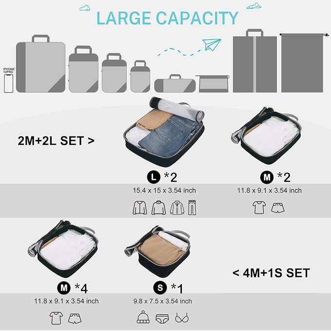 Compression Packing Cubes, Gonex Extensible Storage Mesh Bags Organizers - Image 3