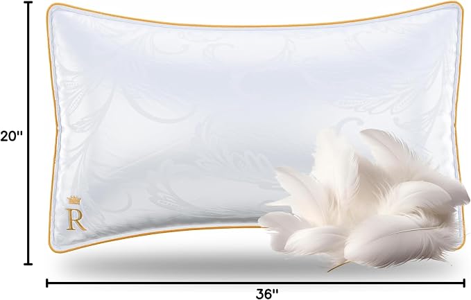 Royal Therapy King White Goose Feathers and Down Pillow, Premium White Bed - Image 8