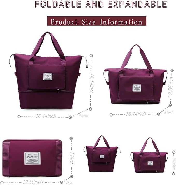 Large Capacity Foldable Travel Bag, Expandable lightweight Carry on Bag - Image 2