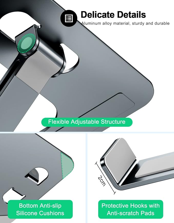 Foldable Laptop Stand, Height Adjustable Ergonomic Computer Stand - Image 6