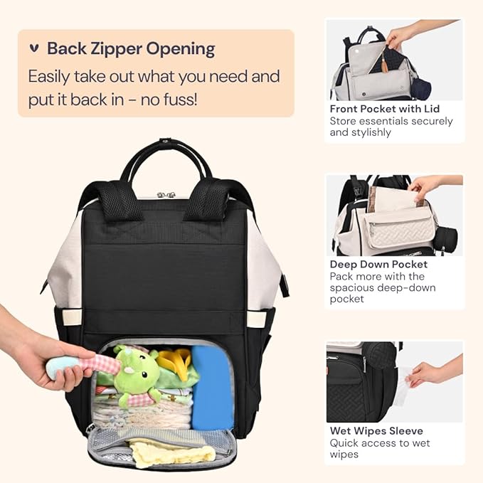 BabbleRoo Diaper Bag Backpack, Stroller Straps & Pacifier Case, Unisex Stylish - Image 5