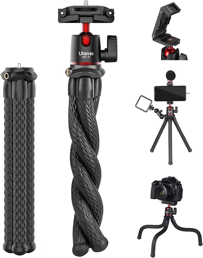 ULANZI Camera Tripod, Mini Flexible Stand w Hidden Phone Holder w Cold Shoe by ulanzi